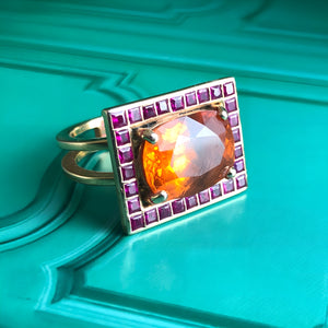 Mandarin Garnet Mosaic Ring