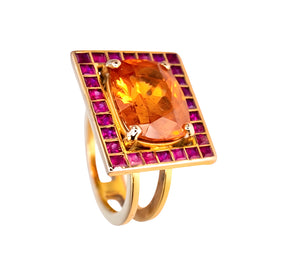 Mandarin Garnet Mosaic Ring