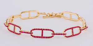 A Pave Ruby horsebit link Bracelet