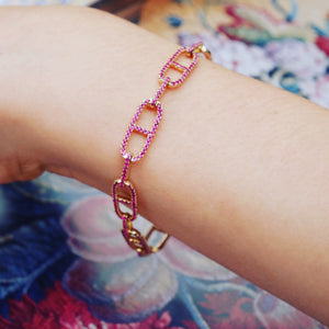 A Pave Ruby horsebit link Bracelet