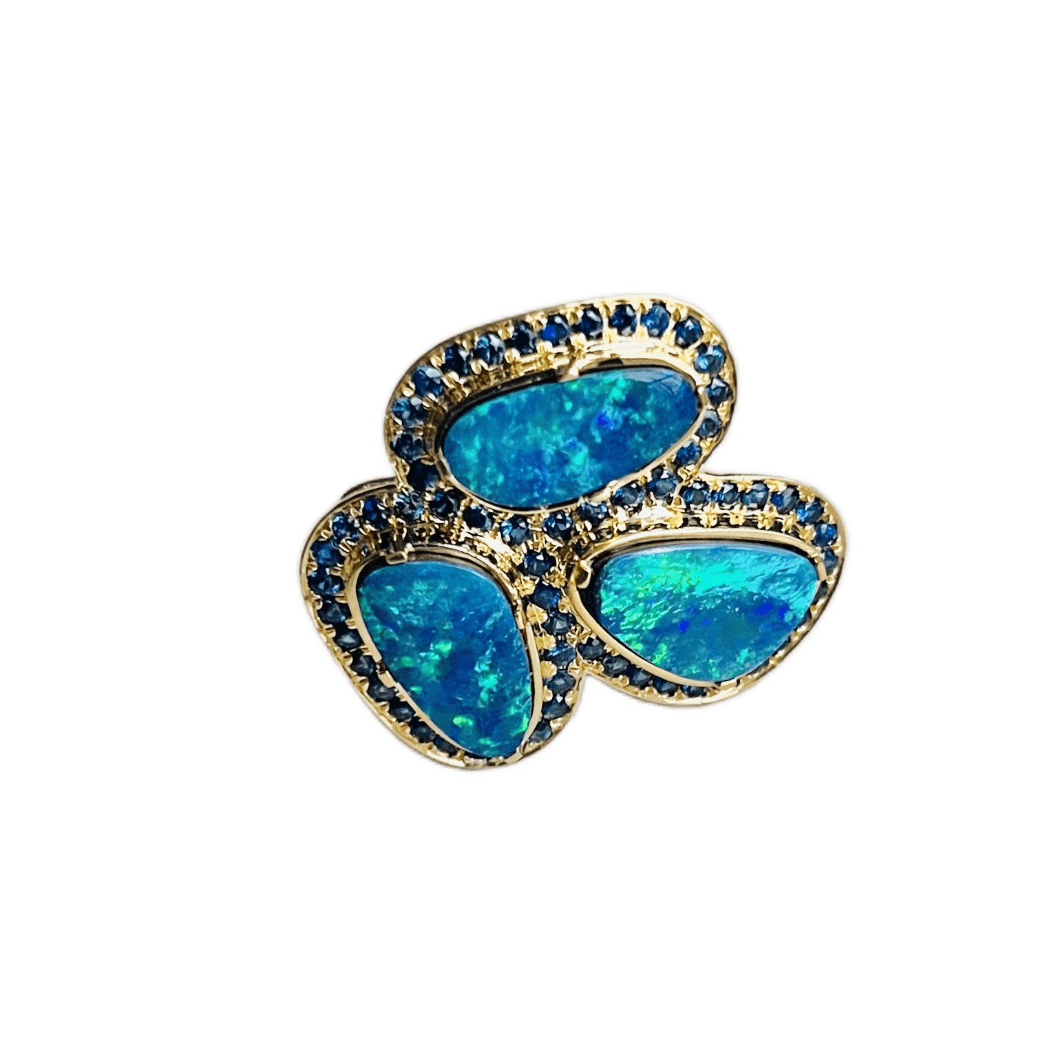 Black opal & sapphire Ring