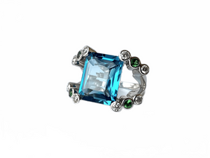 A Blue topaz mosaic cocktail ring