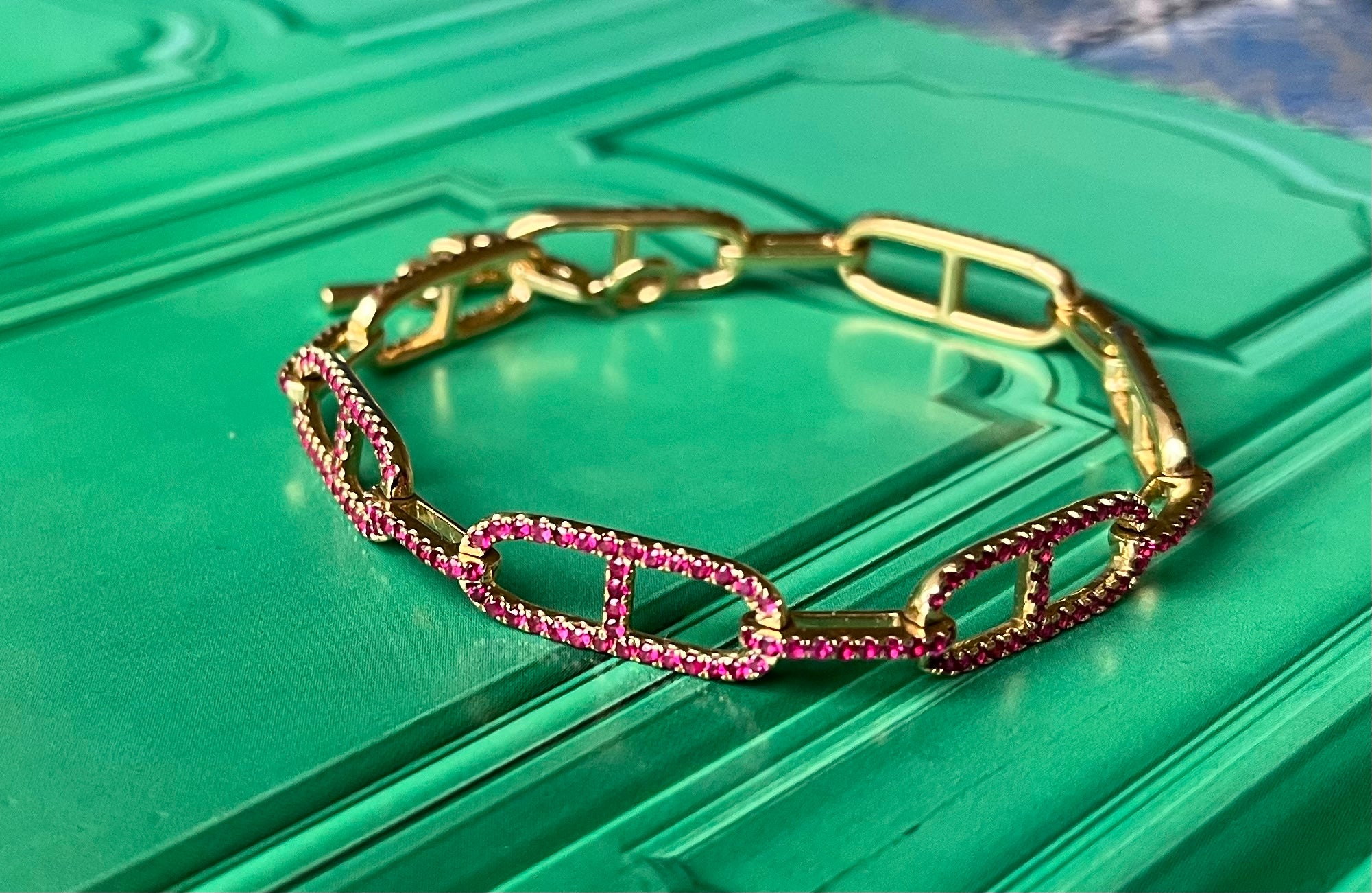 A Pave Ruby horsebit link Bracelet