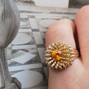 Sea urchin ring with mandarin garnet