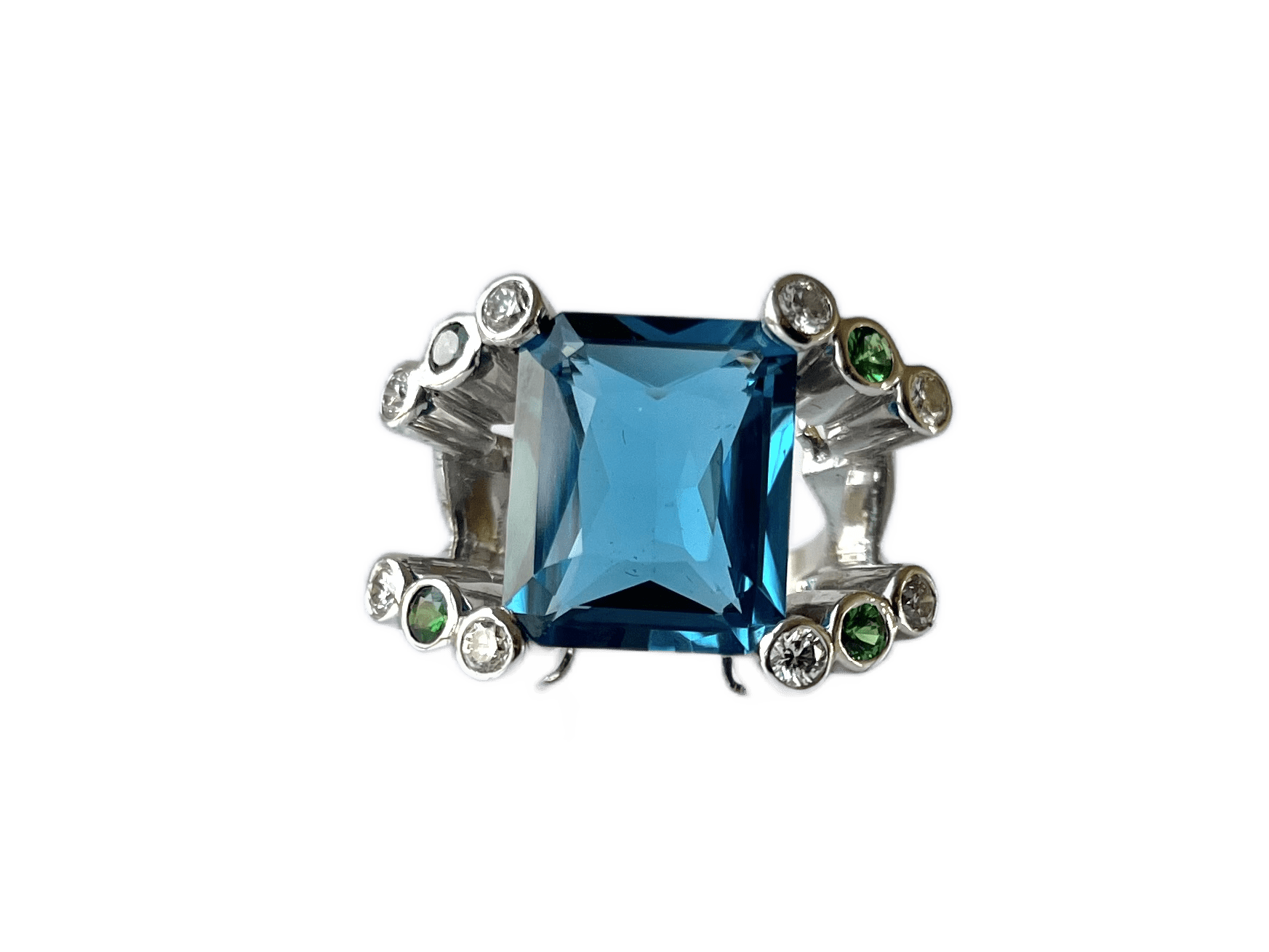 A Blue topaz mosaic cocktail ring