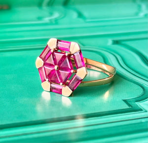 A hexagonal Ruby Ring