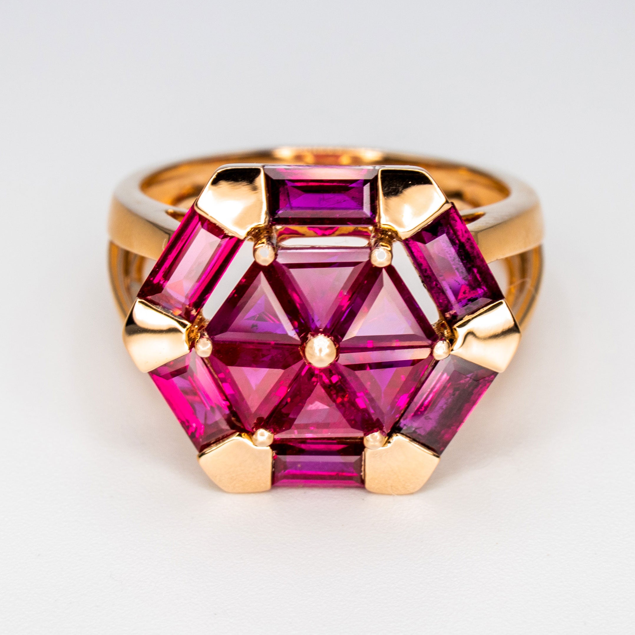 A hexagonal Ruby Ring