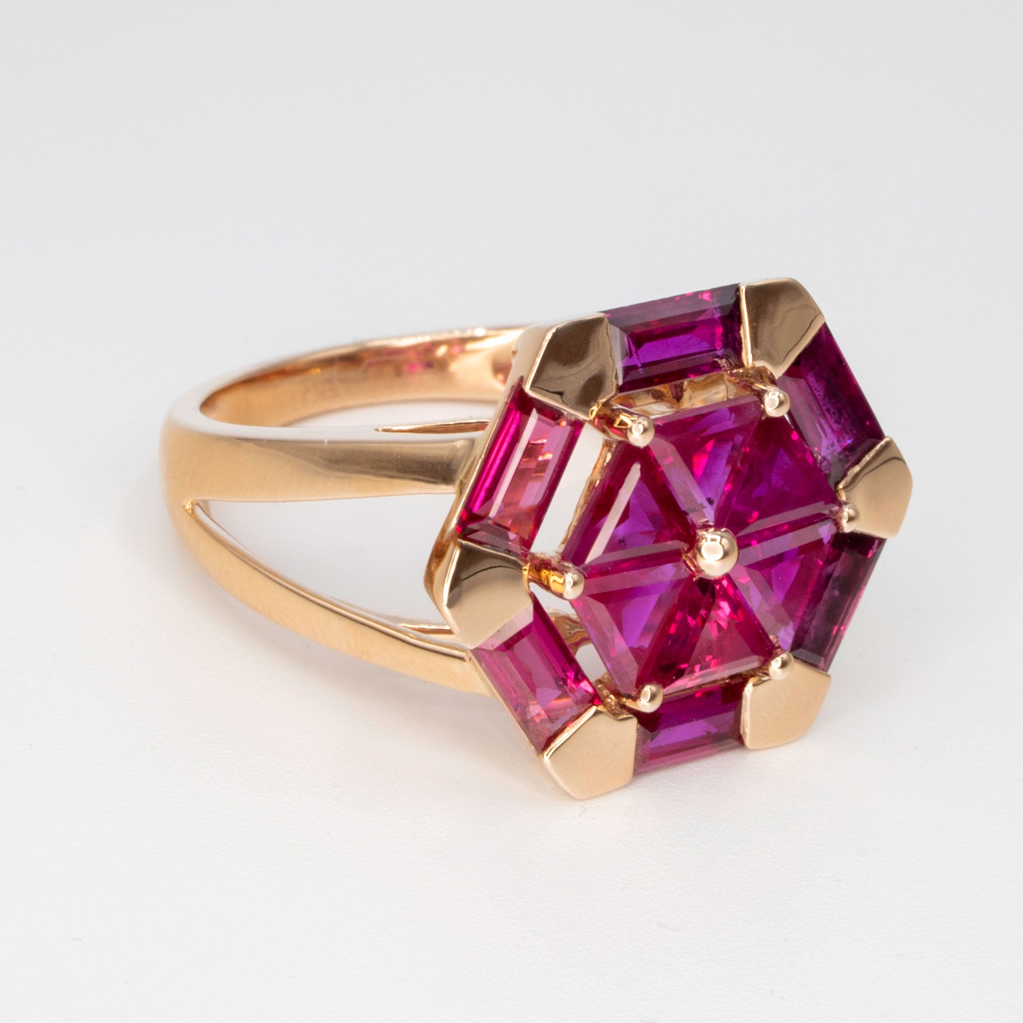 A hexagonal Ruby Ring