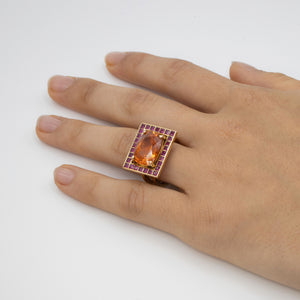 Mandarin Garnet Mosaic Ring