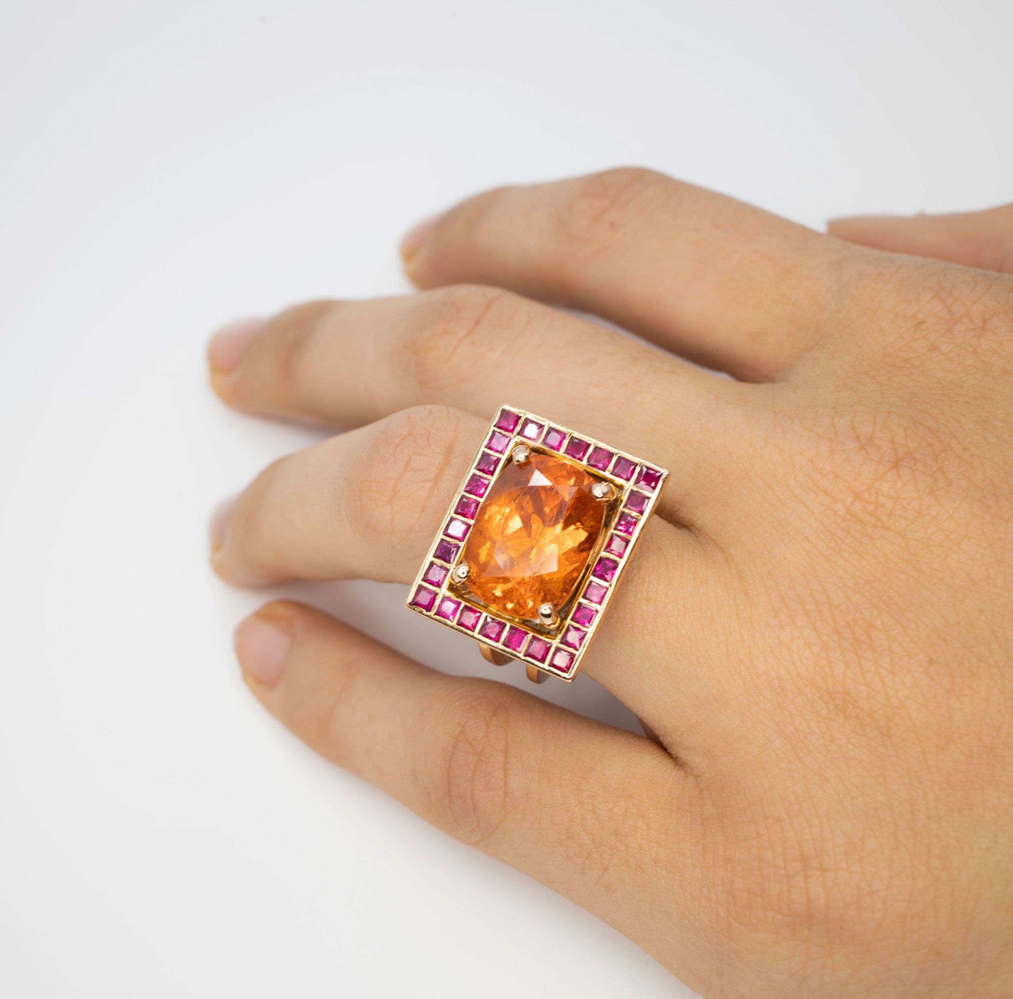 Mandarin Garnet Mosaic Ring