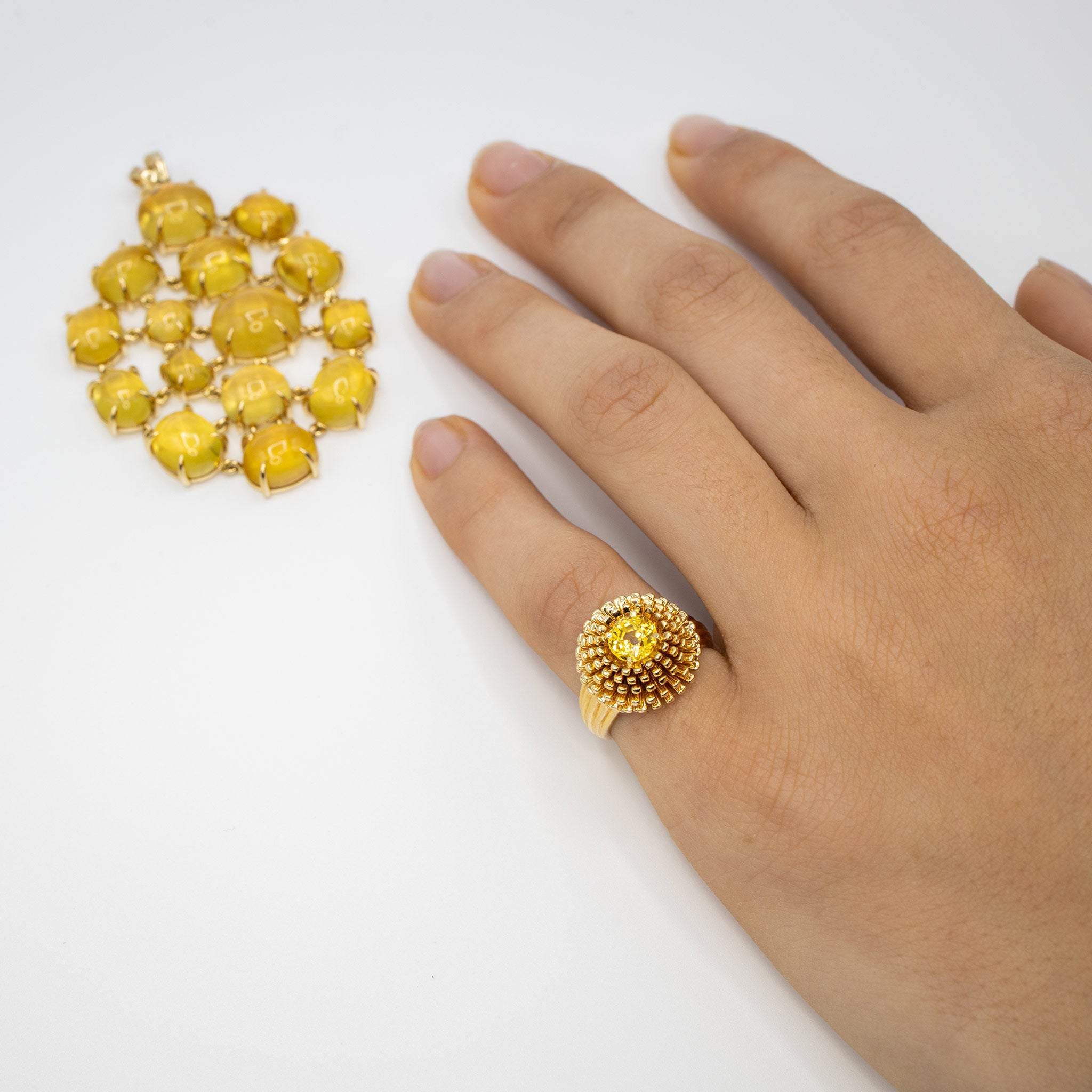 Sea Urchin Ring Yellow Sapphire